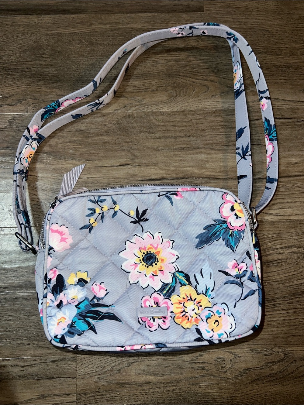 Vera Bradley Evie Crossbody Purse In Parisian Bouquet Performance Twill